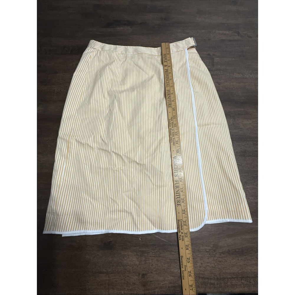 BROOKS BROTHERS‎ A Line Wrap Skirt Womens Orange Striped Lined Woven In  Italy 4 - Picture 5 of 9